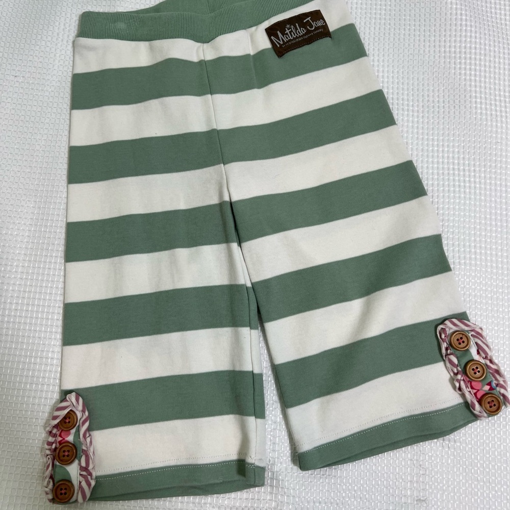 Matilda Jane Green Stripe Pant Buttons size 4